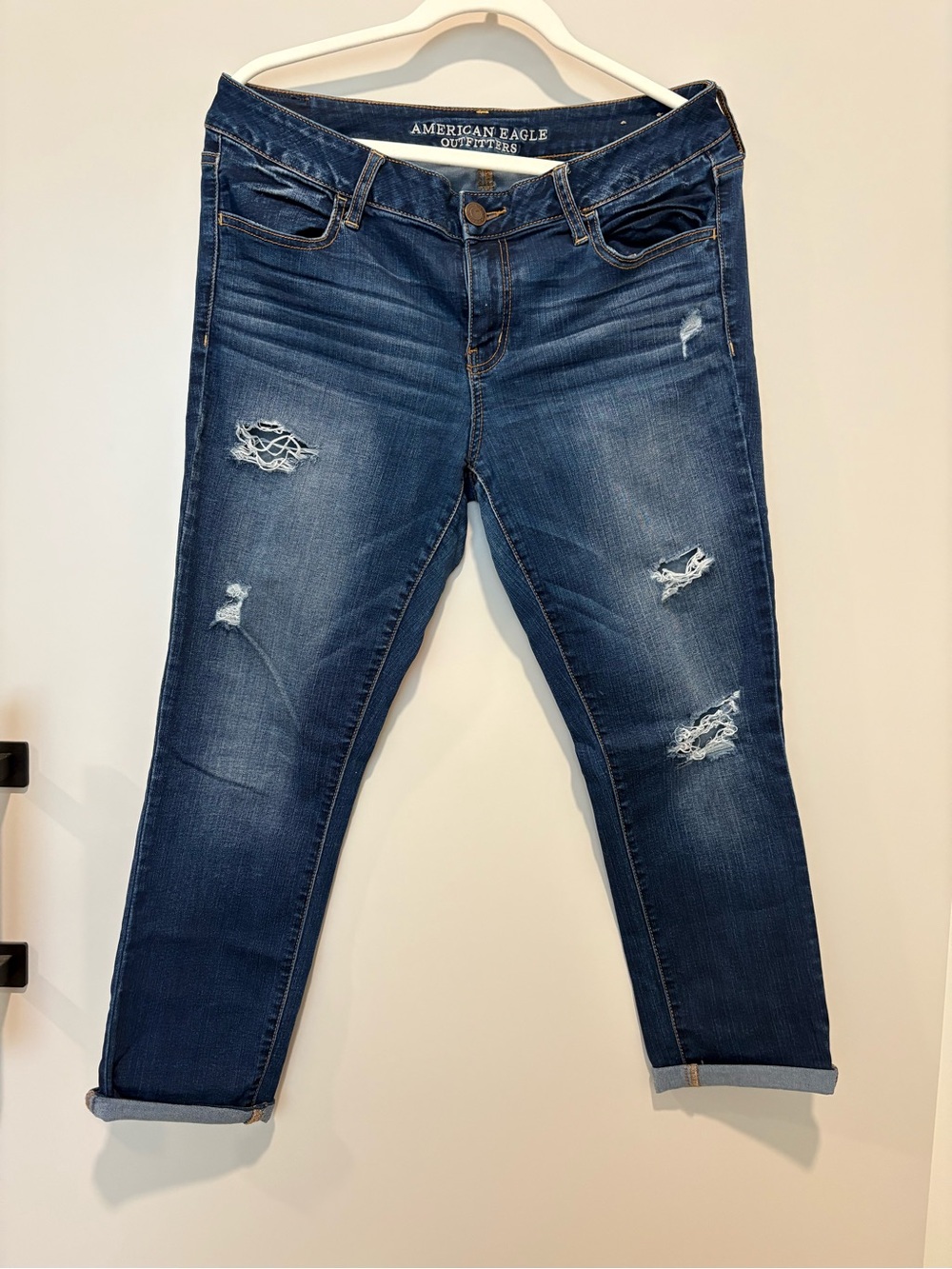 American Eagle Outfitters Jegging Jeans in Dark Blue Distressed Wash